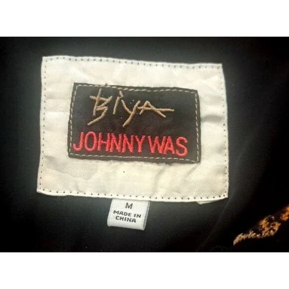 Biya Johnny Was Tunic Top Velvet Embroidered Silk Rayon Black Floral Boho Chic M - Picture 5 of 9